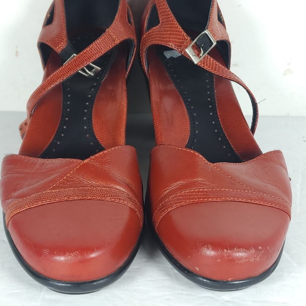 Dansko Women's Roxy US6,5 EU37 Red Leather Ankle Strap Mary Jane Shoes - Picture 5 of 16